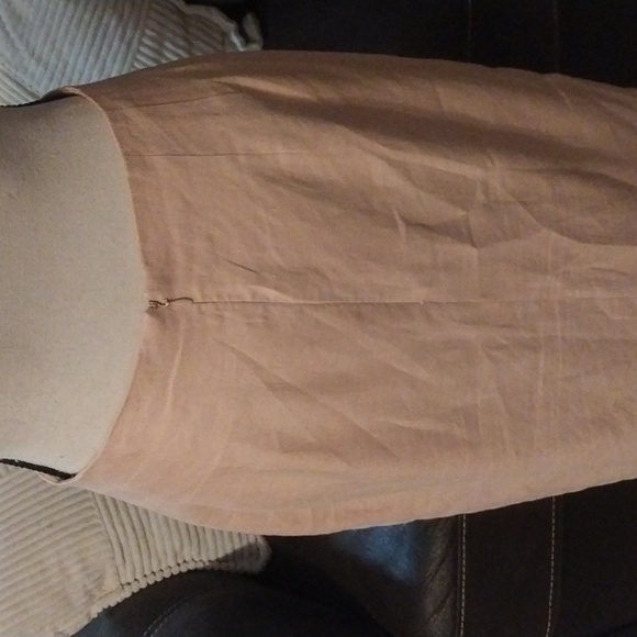 Blassport Pink Linen Long Pencil Skirt with Back Split Size 8P - Picture 5 of 8